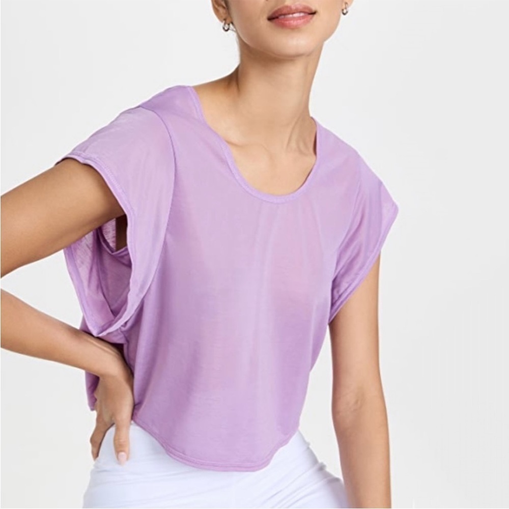 NWT Varley Landon Tissue Jersey Short Sleeve Crop Top Purple